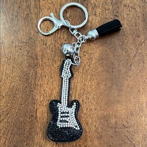 Black and Silver Guitar Keychain
